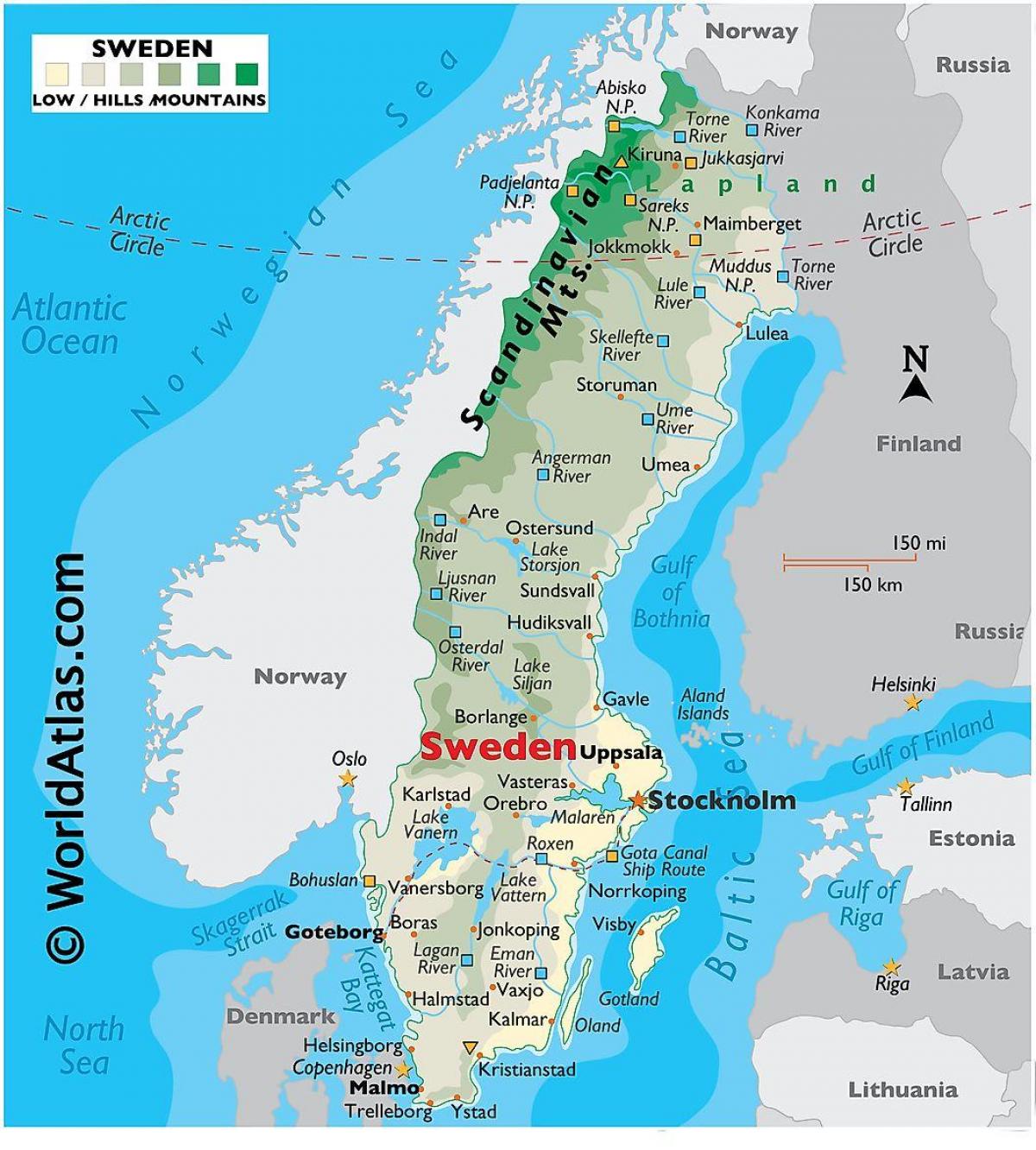 Mapa Szwecji i krajów graniczących