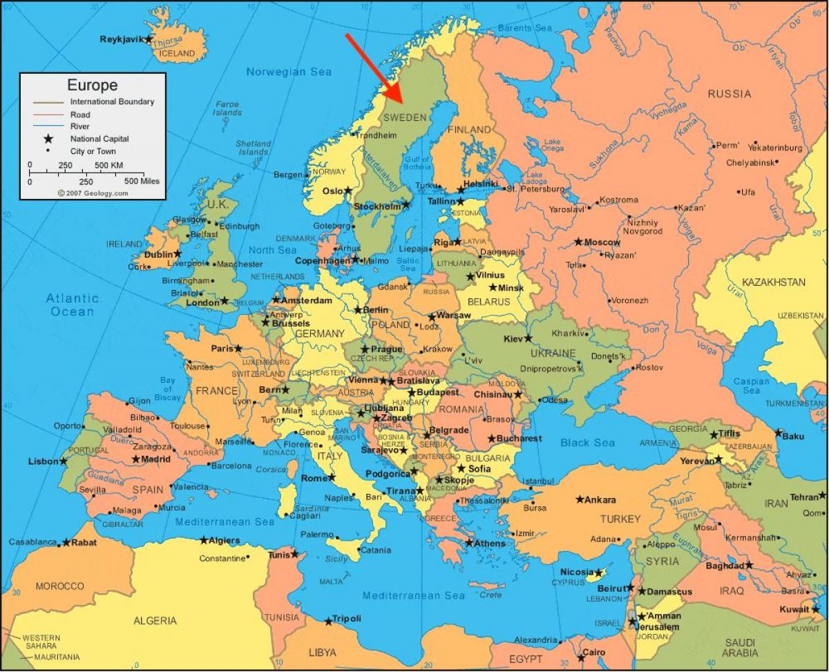 Położenie Szwecji na mapie Europy Północnej